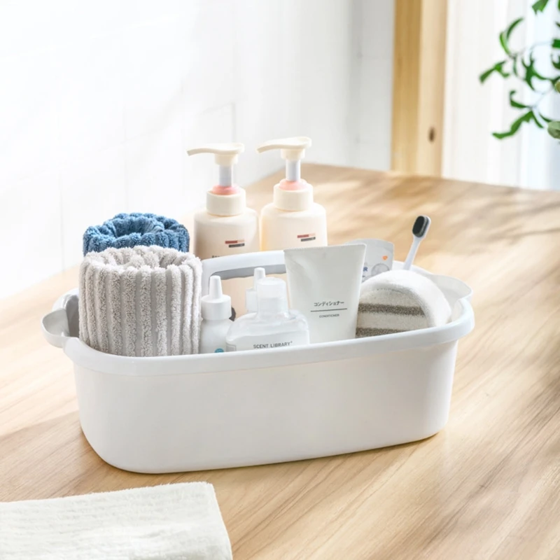  Mifoci Paquete de 10 cestas grandes para ducha, cesta de  almacenamiento de plástico, organizador de limpieza con asa, suministros de  limpieza para baño, cocina, dormitorio, herramienta de jardín (blanco) :  Hogar