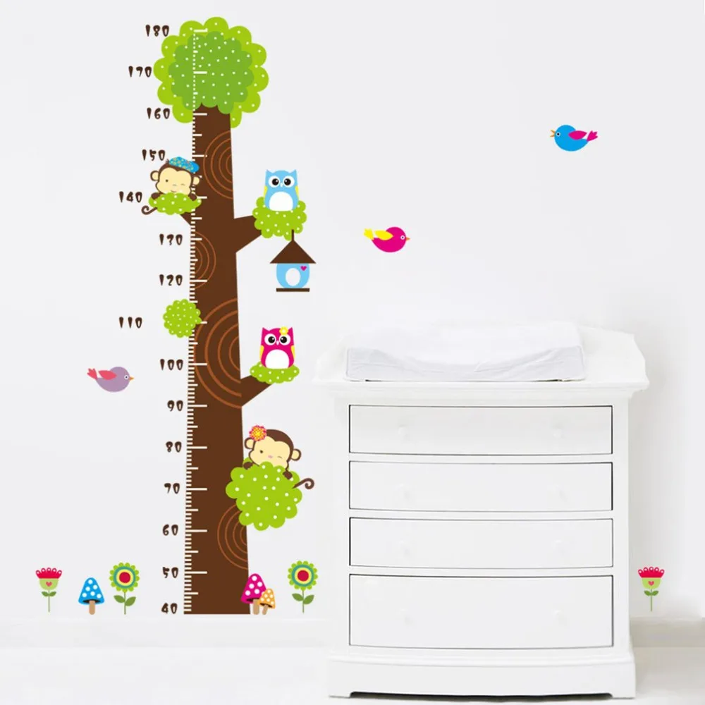 OCDAY мультфильм сова обезьянки, высота мерки наклейки для детей комнаты Ростомер линейка украшения для детской классические декоративные игрушки новинка