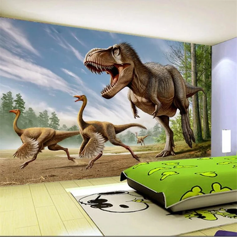 Индивидуальные большие фрески Мода обустройство дома мультфильм 3D Динозавр Детская Спальня Настенные обои papel де parede