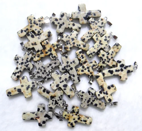 Natural stone Turquoises Quartz Crystal opal lapis tiger eye cross pendants for diy jewelry making necklace Accessories50pcs P1 - Цвет камня: NO.17