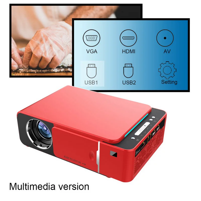 Мини-проектор Full 1080P lcd проектор 4k 3500 HDMI USB 1080p Портативный кинотеатр умный Wifi проектор - Цвет: style A-red
