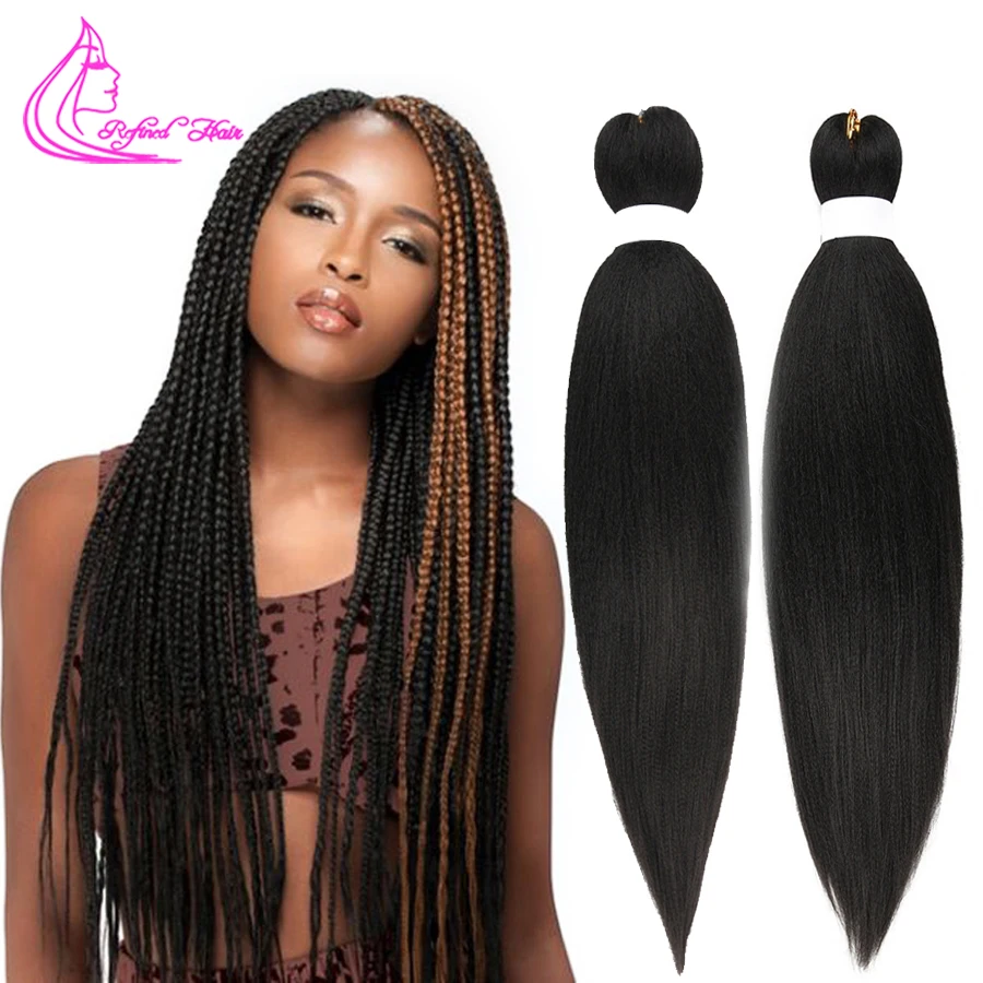 Extensiones de cabello trenzado preestirado, trenzas de pelo sintético Jumbo de Color negro, pelo de ganchillo de baja temperatura