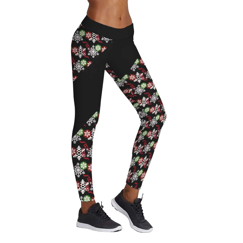 

Europe And America Hot Selling Christmas Snowflake Digital Printing Running Fitness Sports Dance Yoga Pants Tyaslgs-0203