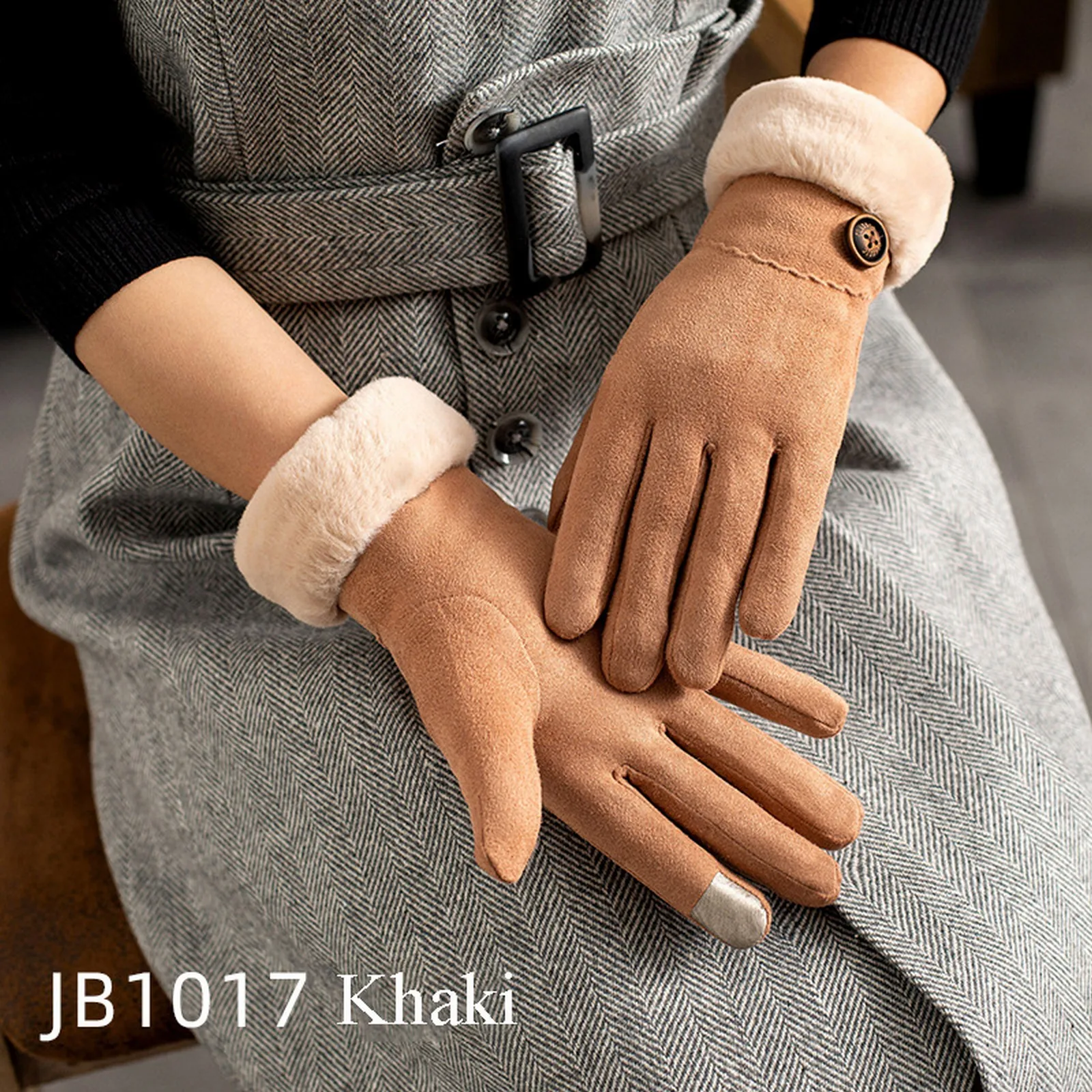 

New Winter Women Sports Plus Plush Thick Warm Cashmere Cycling Riding Mittens Elastic Suede Leather Touch Screen Driving Glove