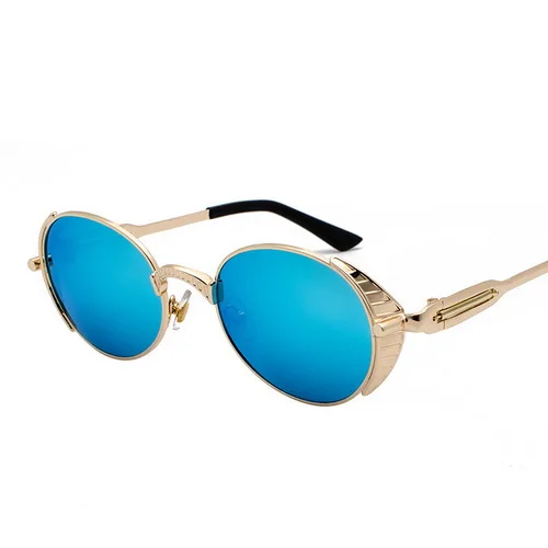 C05 Blue RUGIADA новые винтажные мужские солнцезащитные очки в стиле стимпанк Панк круглый боковой щит мужские круглые женские солнцезащитные очки Gafas RA2034 - Цвет линз: C05 Blue