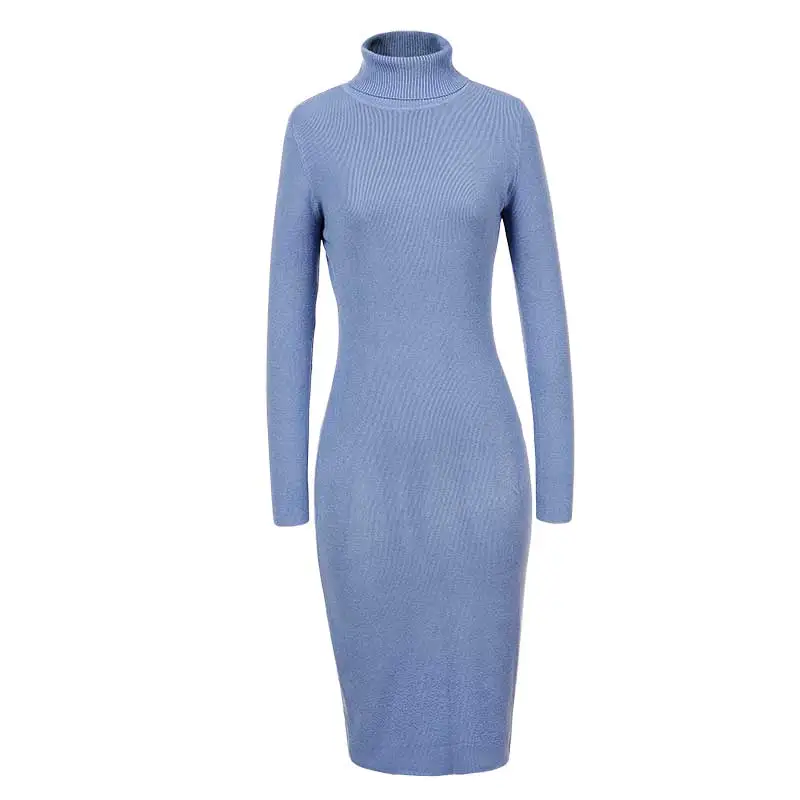 GLO-STORY, женское платье-свитер,, элегантное, шикарное, длинный рукав, вязаное платье, сексуальные, вечерние, бодикон, платья-свитера, WMY-2616 - Цвет: Grey Blue
