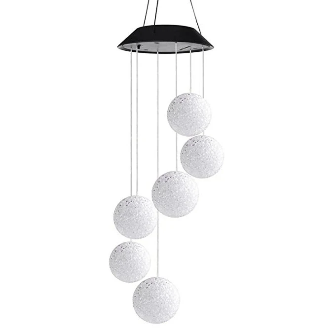 Solar LED Wind Chime Lights Crystal Ball Color Changing Spinner Lamp Garden Outdoor Mobile Hanging Patio