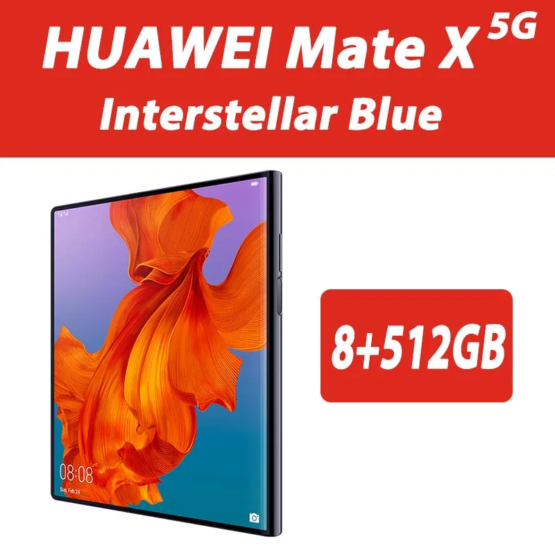 Мобильный телефон huawei mate X 5G, сложенный экран Kirin 980 Balong 5000 Android 9,0, отпечаток пальца, ID, Google play - Цвет: 8G 512G blue
