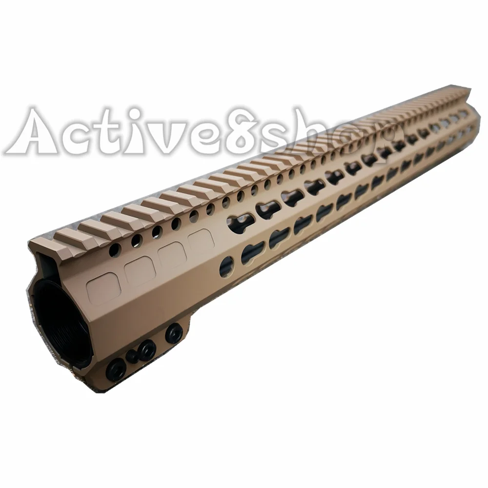 Tan AR-15 M4 M16 Keymod поплавок Handguard зажимной стиль кронштейн охотничий стальной баррель гайка для прицела подходит. 223 5,56 - Цвет: 15inch Tan