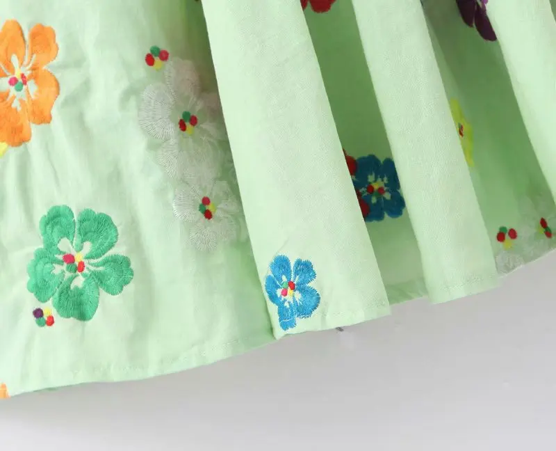 Bazaleas винтажное цветочное зеленое женское платье с v-образным вырезом vestido повседневное Прямая поставка ретро большой женский с пышными рукавами длинное платье