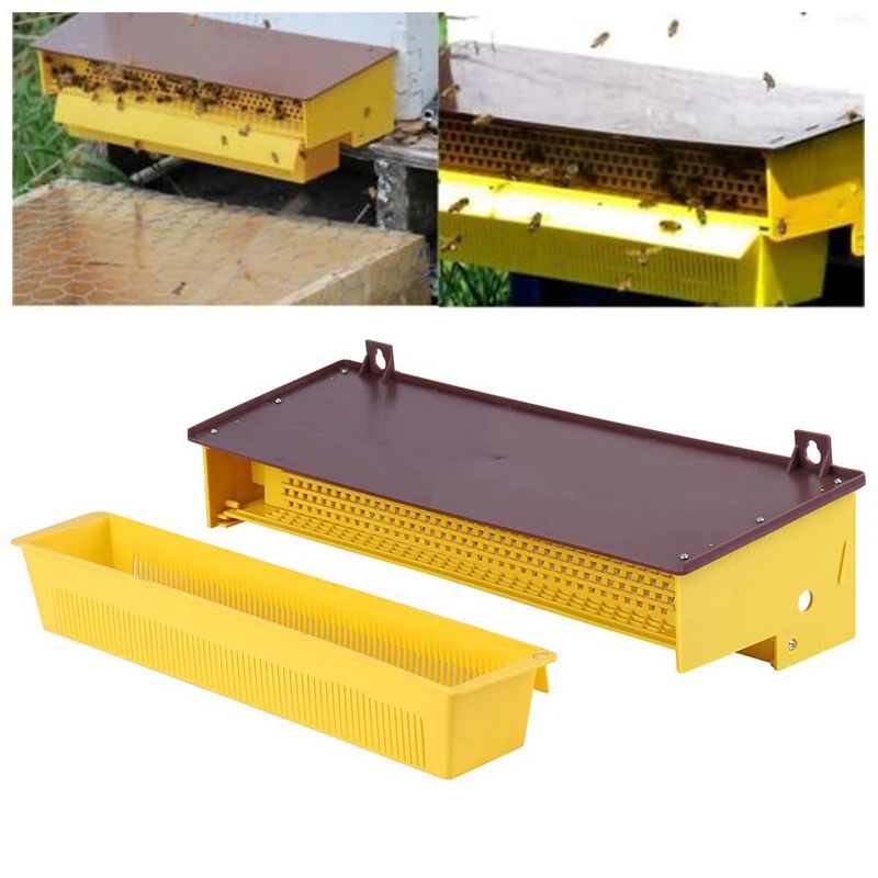1pc 39*14*10cm Yellow Plastic Pollen Trap Collector with Removable Ventilated Pollen Tray for Beehive Entrance Beekeeping Tools