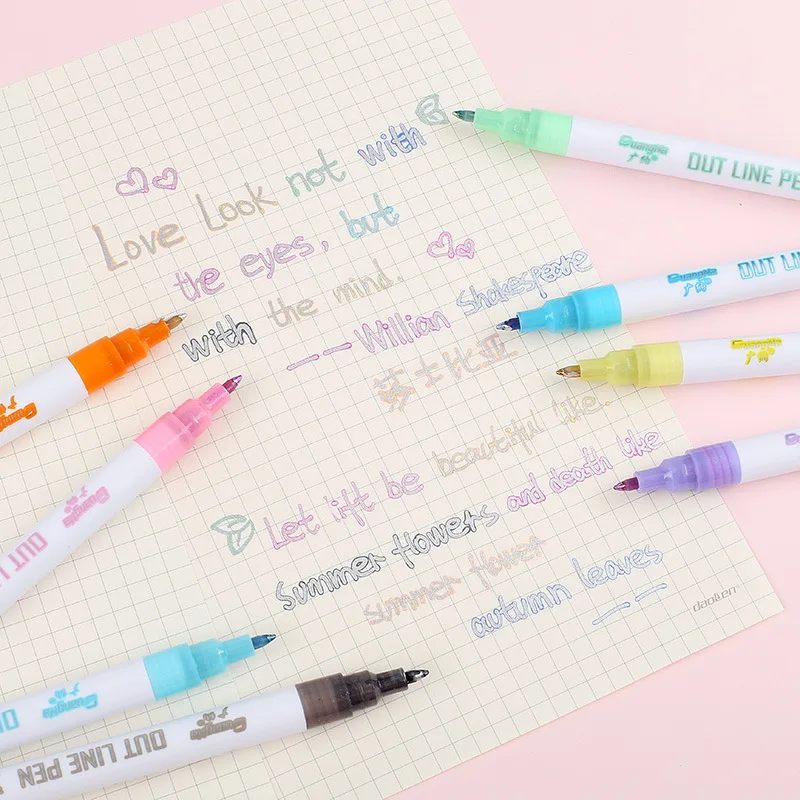 Художественные маркеры с двойными линиями, ручка, тонкая линейка, маркер, карандаш для каллиграфии, цветная ручка для скрапбукинга
