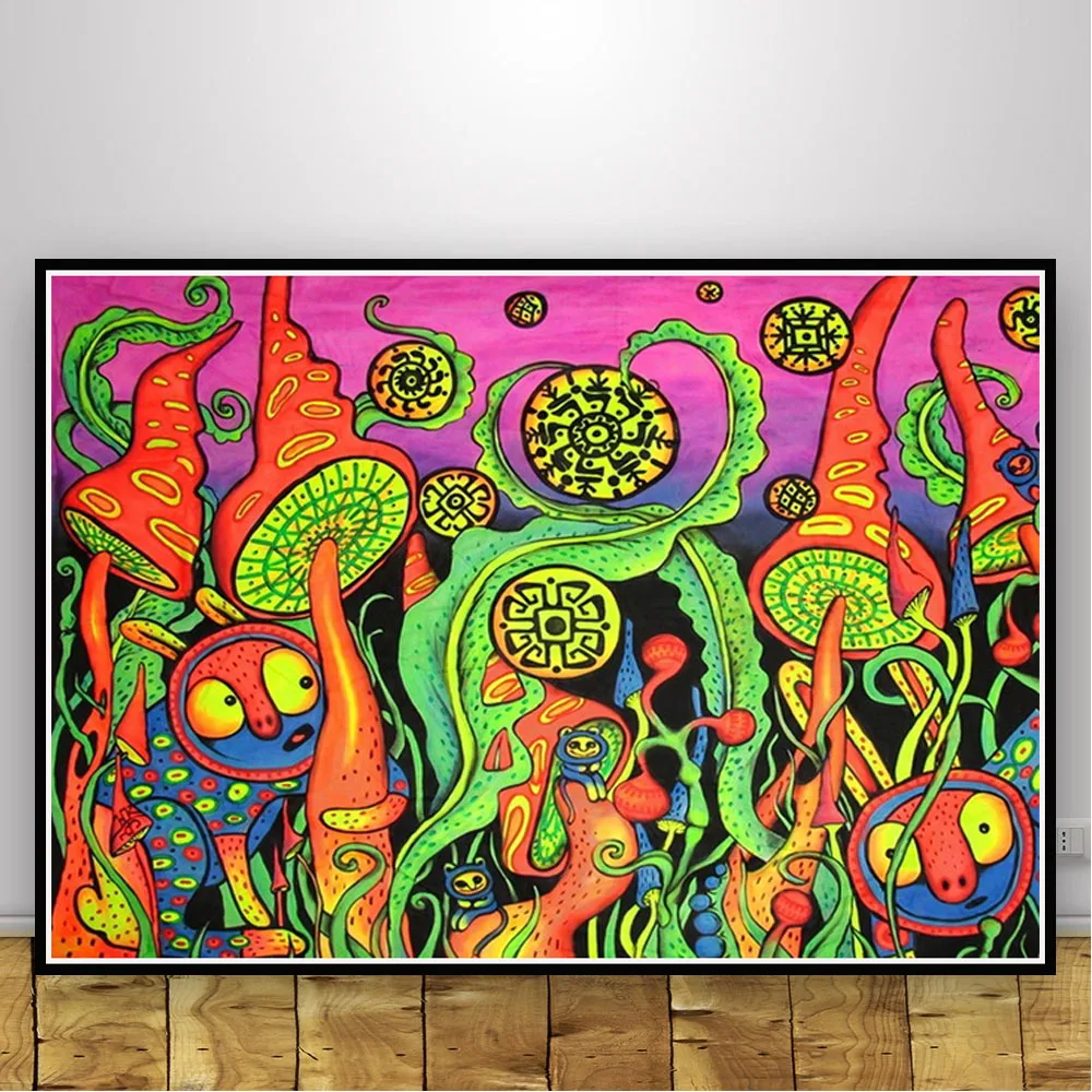 NT015 Blacklight картина маслом Современный психоделический абстрактный психоделический плакат настенная художественная картина Печать холст Декор для гостиной дома комнаты - Цвет: Светло-зеленый