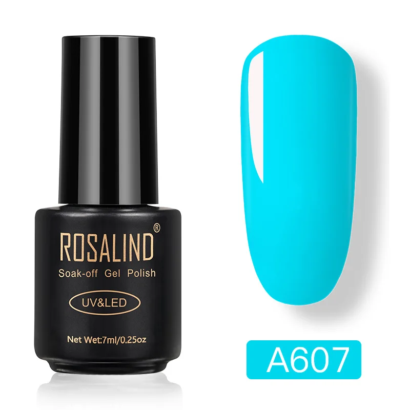 ROSALIND неоновый гель для ногтей Набор для маникюра УФ светодиодная база для ногтей верхнее покрытие гель для ногтей лак для ногтей 7 мл растворимый лак - Color: RAA607