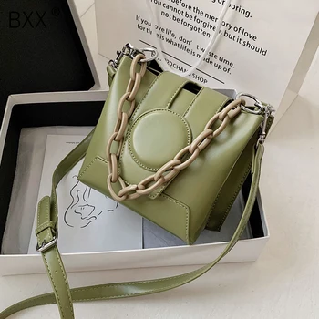 

[BXX] PU Leather Bucket Bags For Women 2020 Spring Luxury Chain Crossbody Shoulder Handbags Female Travel Cross Body Bag HM789