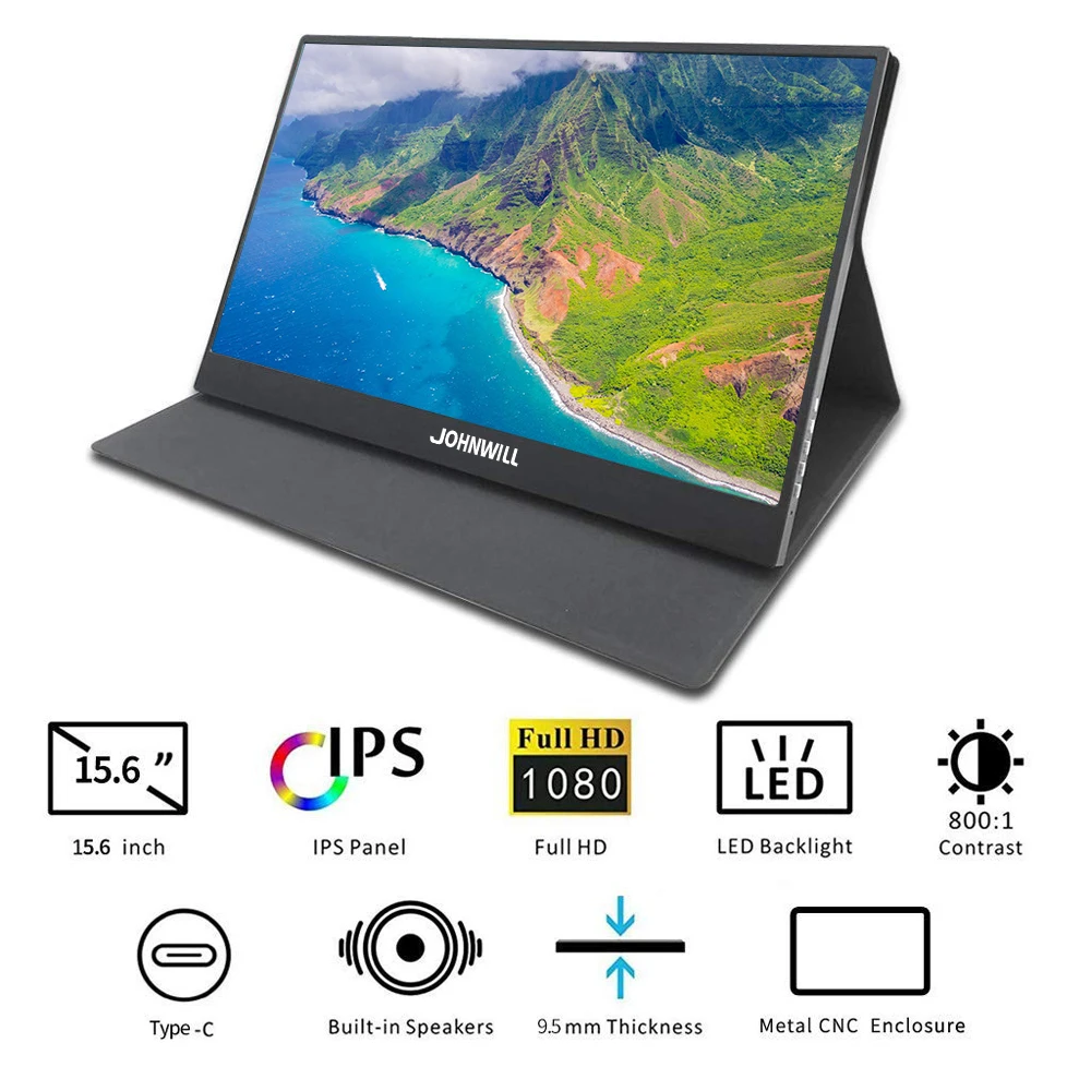15.6-inch Type C HD portable monitor is suitable for xiaomi/PS4/PC/Raspberry Pi/Switch compatible with Windows 7 8 10 syst