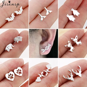 

Jisensp Trendy Geometric Earings for Women 2020 Small Deer Paw Fish Tail Stud Earrings Simple DNA Earing Jewelry Earrings Stud