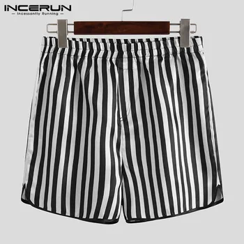 

2020 Striped Men Sleep Shorts Pajamas Comfortable Breathable Baggy Sleep Bottoms For Men Boxers Homewear Shorts INCERUN S-3XL