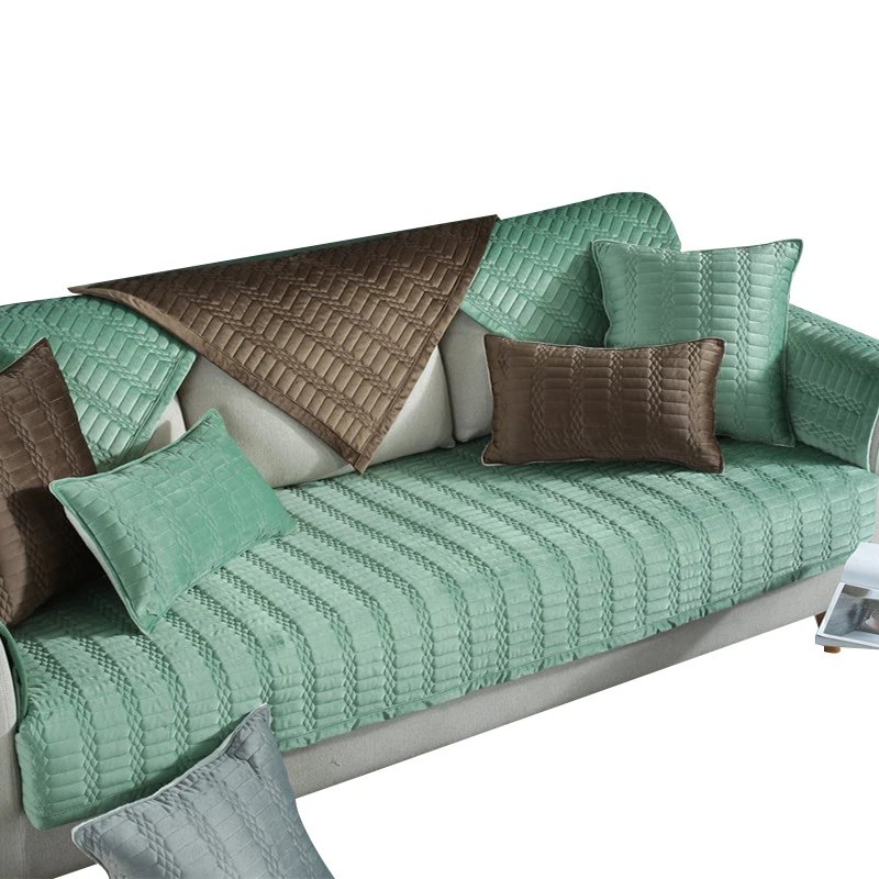 Green Чехлы для диванов, для гостиной, серый цвет, плюшевая диванная подушка, чехол для дивана, современный минималистичный угловой диван, полотенце, подушка для сиденья - Цвет: Green