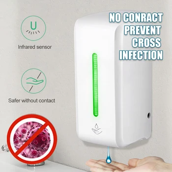 

850ml Automatic Wall Mounted Touchless Sanitizer Soap Dispenser Machine Smart Sensor Liquid Soap Gel Drop Hand Free Disinfection