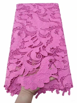 

Latest African Cord Lace Fabric 2019 pink tissu africain guipure Nigerian Water Soluble Lace Fabric for Women