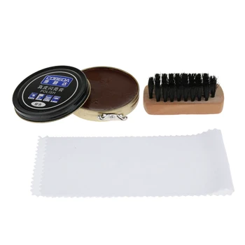 

3 Pieces Leather Boots Shoes Polish Kit Suede Brush Shine Cream Cloth