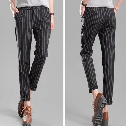 Весна Лето Осень женские тонкие брюки рабочая одежда Карьера черные полосатые