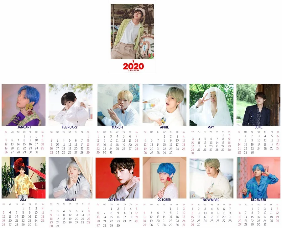 Новинка kpop Bangtan Boys suga v blackpink twice got7 exo TXT Jimin JUNGKOOK календарь Настольный календарь