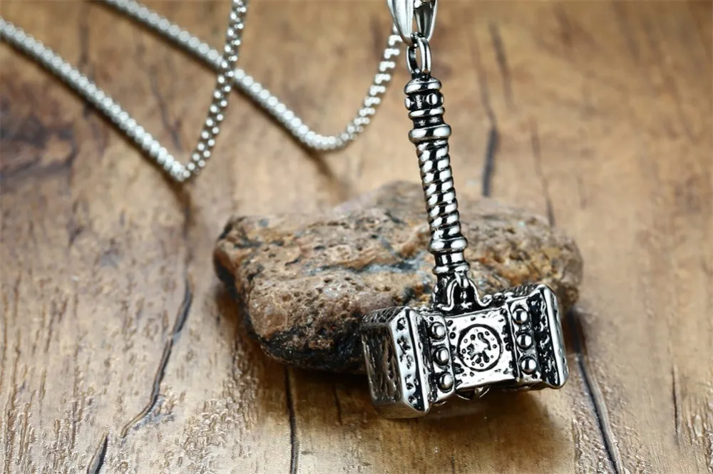 Мужские Твердые Viking Thors молоток ожерелье из нержавеющей стали винтажные Mjolnir скандинавские мифологические ювелирные изделия