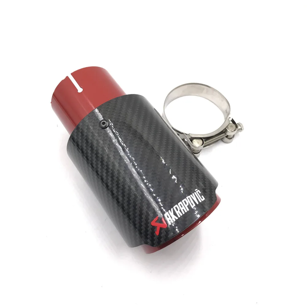 1 шт. AKRAPOVIC глянцевый карбоновый глушитель Советы+ оранжевый красный синий нержавеющая сталь для автомобиля аксессуары Углеродные выхлопные наконечники