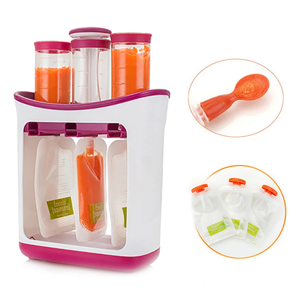 Harmless Homemade Baby Fruit Juice Squeezer Station Storage Bottles Bags Food Maker Kit Cooking Supply
