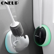 ONEUP-escobilla de silicona para inodoro, cepillo de limpieza montado en la pared, con Base escurrible, Herramientas de limpieza, juegos de accesorios de baño para el hogar