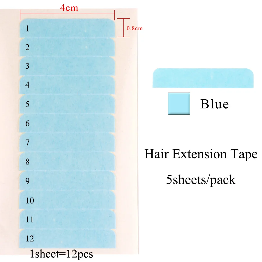 lan Alileader 5Sheets 60Pcs Hair Tape Adhesive Glue Double Side Tape Waterproof Sticky Adhesives Tape Skin Weft Hair Extensions Tool - Цвет: lan