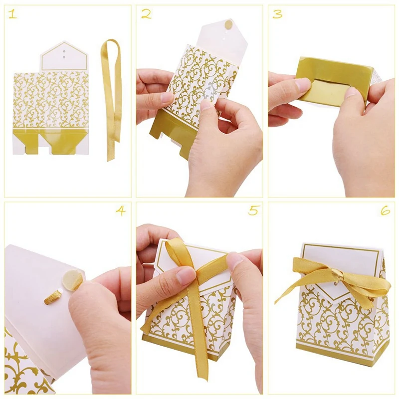NEW-100Pcs Свадебные любимые конфеты коробки сумки с лентой силиконовые формы для выпечки подарок вечерние украшения
