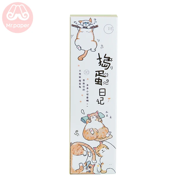 Mr Paper 30pcs Box Kawaii Kitty Ruler Irregular Bookmarks For