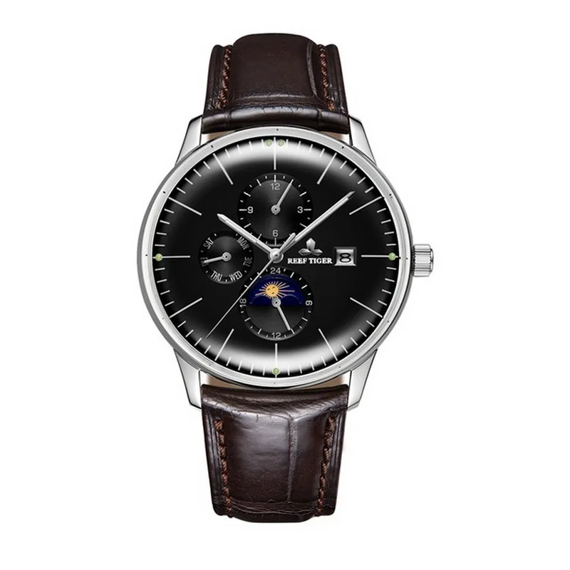 automatic watch p6 Мужские наручные часы, мужские автоматические часы Reef Tiger man золотые Роскошные водонепроницаемые механические наручные часы месяц, неделя, дата RGA1653 - Цвет: automatic watch p6