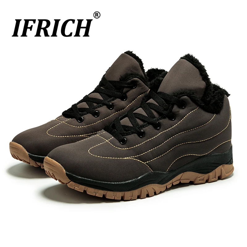

New Arrival Winter Shoes for Men Cotton Fabric Mens Shoes Casual Short Plush Trekking Men Shoe Warm Fur Shoes Plus Size 45 46