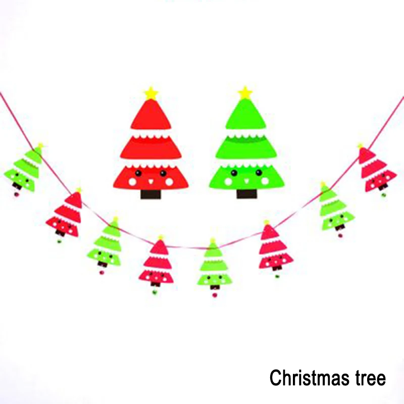 Christmas tree Christmas Banners Flags Hanging Bunting Garland Christmas Door Wall Window Hanging Decoration JAN88 - Цвет: Christmas tree