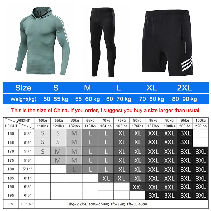 Men's Sportswear Compression Suits Training Clothing Set Training Jogging Sports Running Workout Gym Tights Dry Fit Plus Size