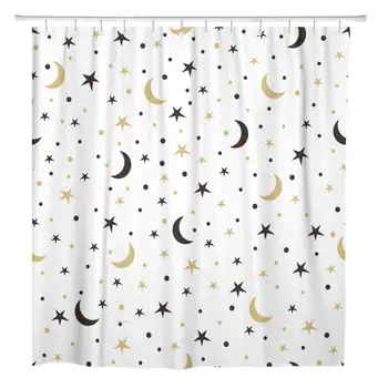 

72"x72" Shower Curtain Waterproof Polyester Fabric Galaxy Holiday Stars and The Moon Pattern Abstract Bauble Decorative Bathroom