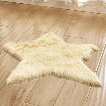 

Pentagram Soft Faux Wool Fur Chair Cushion Area Bedroom Floor Carpet Furry Velvet Blanket Carpet White Bed Mat