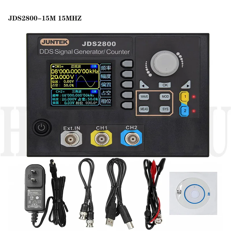 Генератор сигналов JDS2800 0-15 МГц двухканальный генератор DDS частотомер