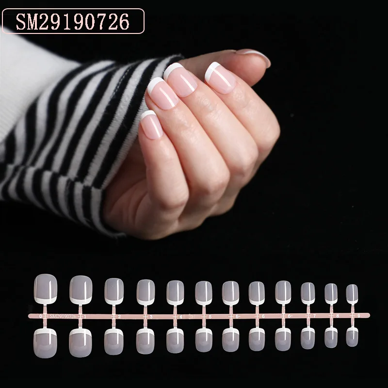 24Pcs French White Tips False Nails Long Ballerina Full Artificial Nail ...