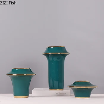

Creative Ceramic Vases Malachite Green Vases Dried Flowers Flower Vase Desktop Ornaments Home Decoration Accessories Modern