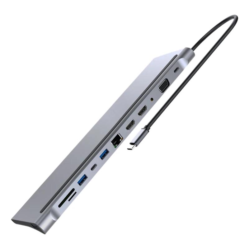 12 в 1 USB Type C концентратор адаптер для ноутбука Док-Станция HDMI VGA RJ45 PD HP Lenovo