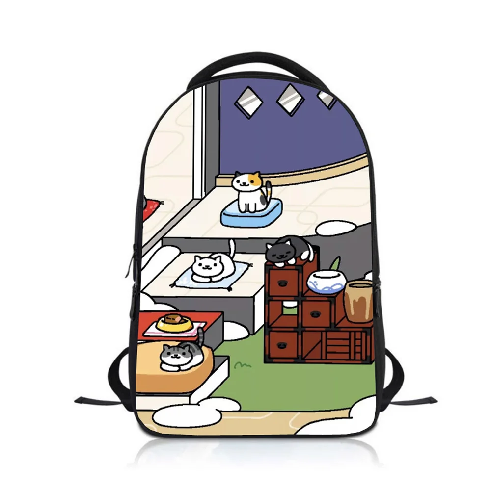 

Boys Girls Rucksack Kindergarten Bookbag Anime Neko Atsume Students Backpack School Bag Children Cartoon Knapsack
