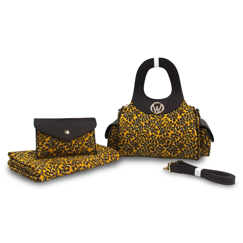 Женские кошельки и сумки в африканском стиле, восковая сумка, набор, африканская восковая ткань, 6 ярдов/партия