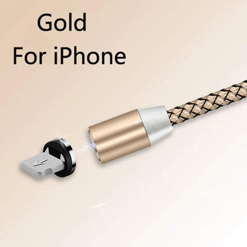 1M 360 Degree Rotate Magnetic Micro Cable For iPhone Samsung Huawei Mate 20 30 Xiaomi Phone Charging USB Type C Cable Wire Cord - Цвет: Gold For IOS