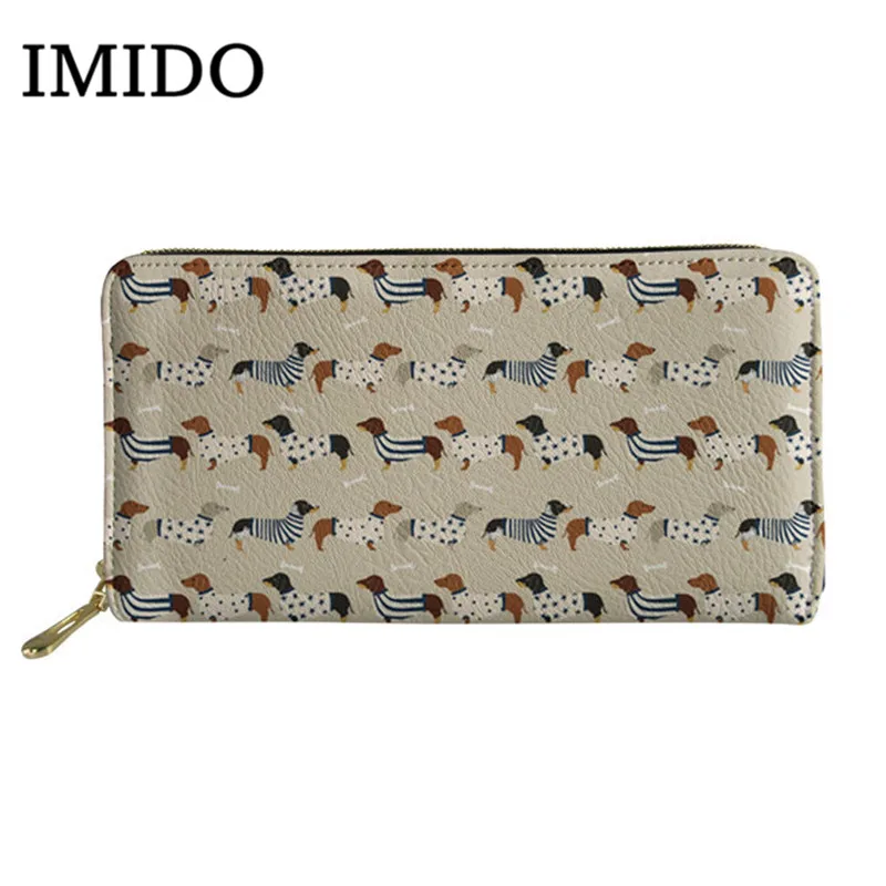 IMIDO Dachshund 3D женский кавайный милый карман для монет, держатель для карт, Дамский кошелек, кредитная карта, Дамский Длинный кошелек, дорожный кошелек - Цвет: WLL34Z21