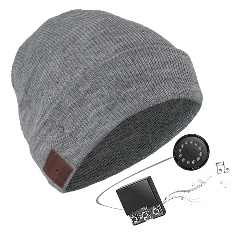 Flat H Вязаная Bluetooth гарнитура, Беспроводная Bluetooth шапка, стерео гарнитура, горячая вязка, Bluetooth гарнитура 2 вида стилей - Цвет: Flat H